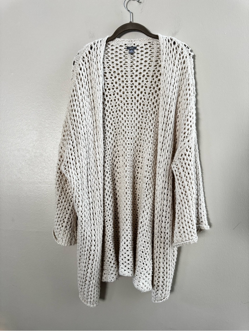 Aerie Open Front Chunky Woven Cream Off White Oversized Cardigan Sweater XS/S
